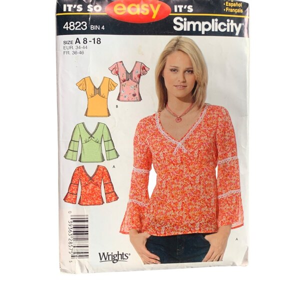 Simplicity 4823 Easy Sewing Pattern For Women's Tops Size 8-18 - uncut - Picture 1 of 2